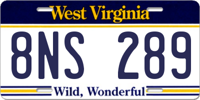 WV license plate 8NS289