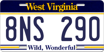 WV license plate 8NS290