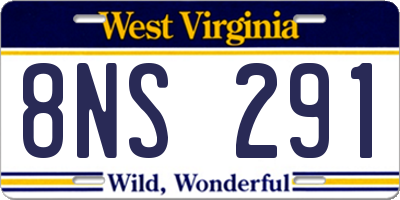 WV license plate 8NS291