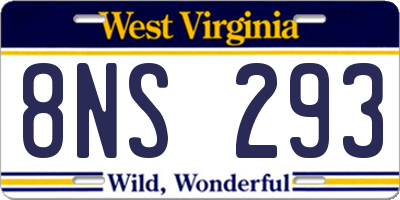 WV license plate 8NS293