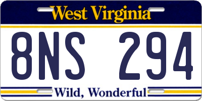 WV license plate 8NS294