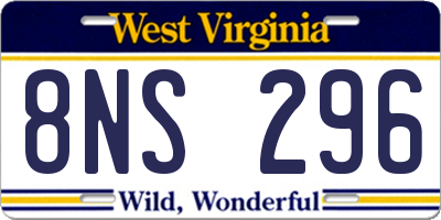 WV license plate 8NS296