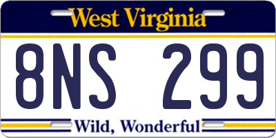 WV license plate 8NS299