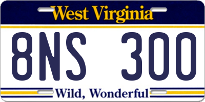 WV license plate 8NS300