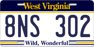 WV license plate 8NS302