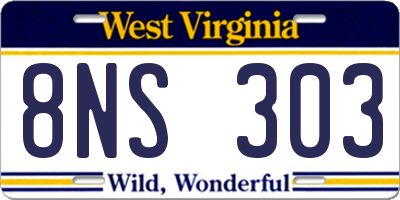 WV license plate 8NS303