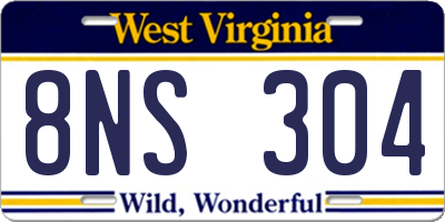 WV license plate 8NS304