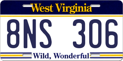 WV license plate 8NS306