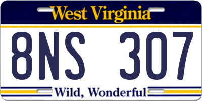WV license plate 8NS307