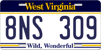WV license plate 8NS309