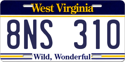 WV license plate 8NS310