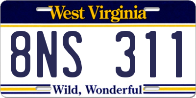 WV license plate 8NS311