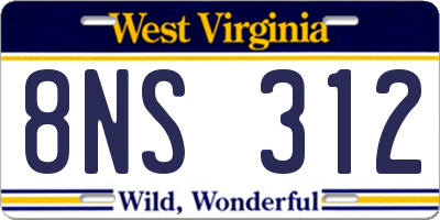WV license plate 8NS312