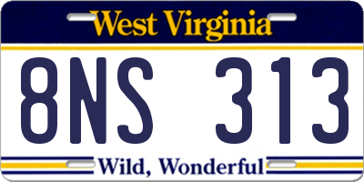 WV license plate 8NS313