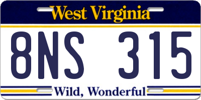 WV license plate 8NS315