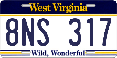 WV license plate 8NS317