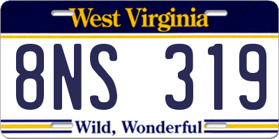 WV license plate 8NS319