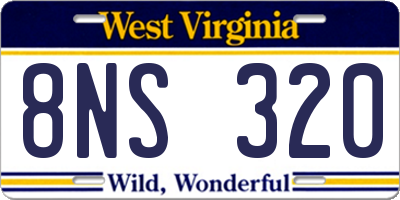 WV license plate 8NS320