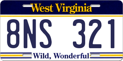 WV license plate 8NS321