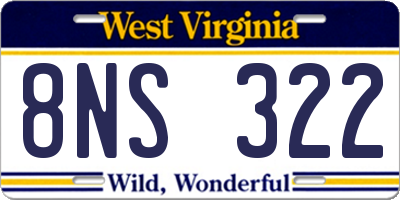 WV license plate 8NS322