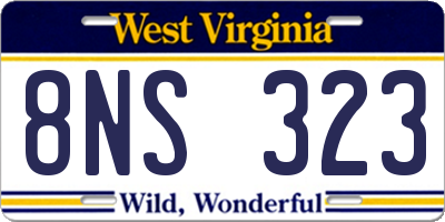 WV license plate 8NS323