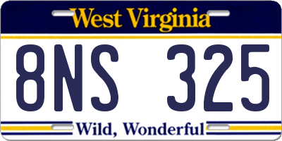 WV license plate 8NS325