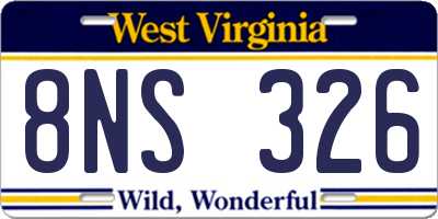 WV license plate 8NS326