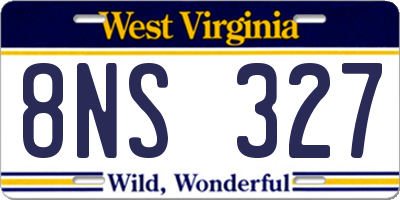 WV license plate 8NS327
