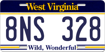 WV license plate 8NS328