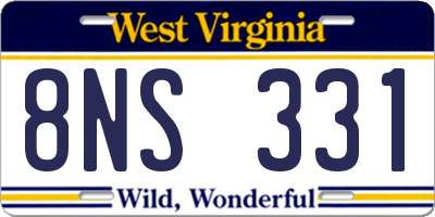 WV license plate 8NS331