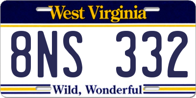 WV license plate 8NS332