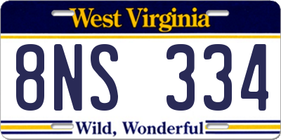 WV license plate 8NS334