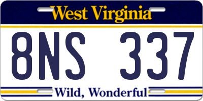 WV license plate 8NS337