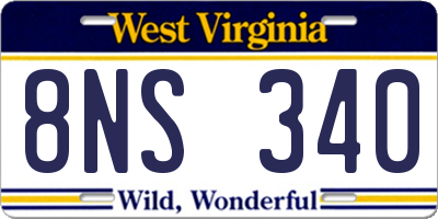 WV license plate 8NS340