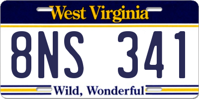 WV license plate 8NS341