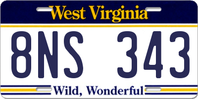 WV license plate 8NS343
