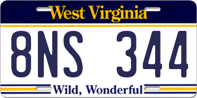 WV license plate 8NS344