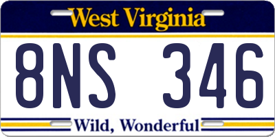 WV license plate 8NS346