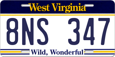WV license plate 8NS347