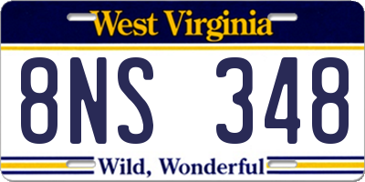 WV license plate 8NS348
