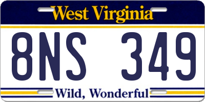 WV license plate 8NS349