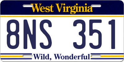 WV license plate 8NS351