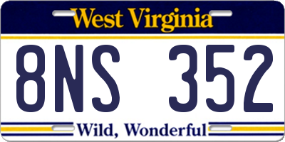 WV license plate 8NS352