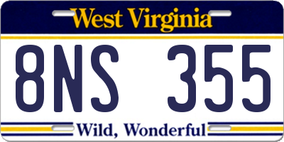WV license plate 8NS355