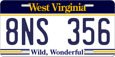 WV license plate 8NS356