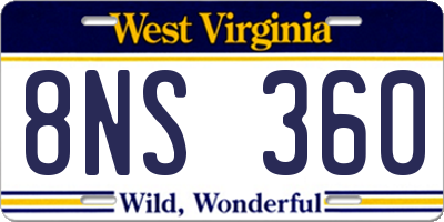 WV license plate 8NS360