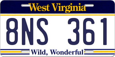WV license plate 8NS361