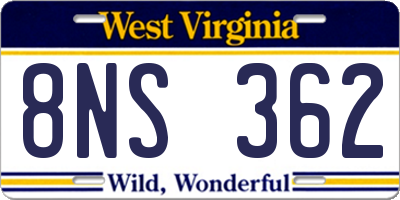 WV license plate 8NS362