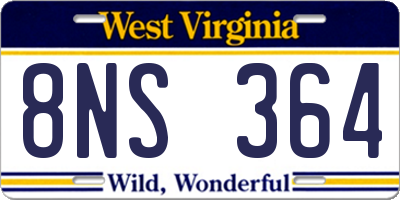 WV license plate 8NS364