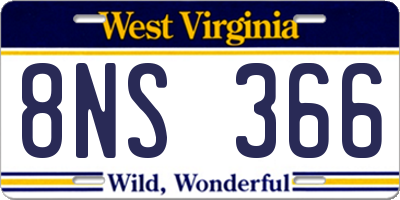 WV license plate 8NS366